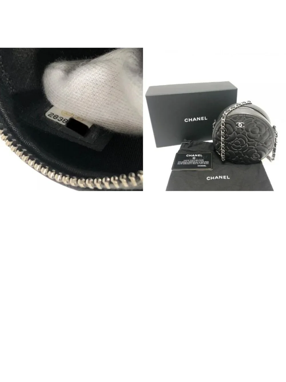 Chanel Shoulder Bag Camellia CC Logo Unknown Leather Gray